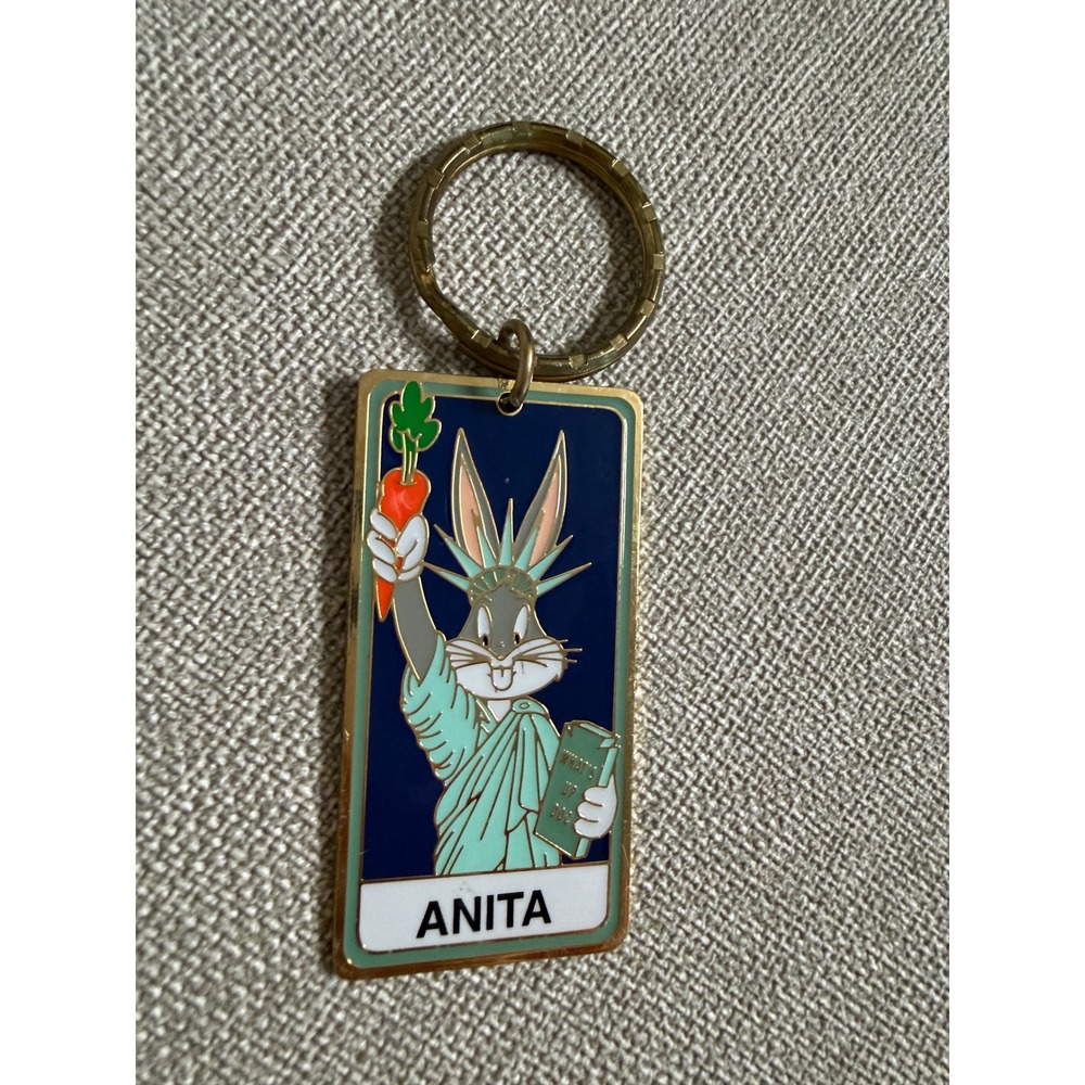 Vintage 1997 Warner Bros Bugs Bunny Statue of Liberty Keychain Anita New York